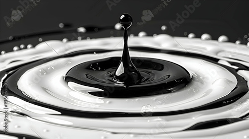 A close-up of a single droplet of ink spreading on paper, creating a unique pattern.