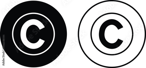 Copyright Icon Set. Trademark Copyright Protection C Mark flat and line Vector Sign isolated on transparent background Suitable collection for Apps and Websites UI Designs. Business product license