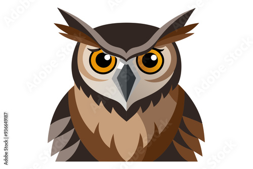  Great horned owl vector art illustration