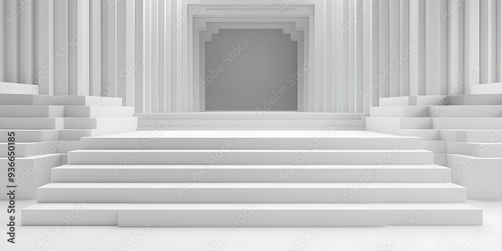 White Abstract Staircase Leading to a Door White Abstract Staircase Leading to a Door