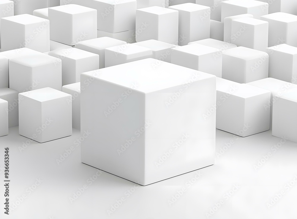 White Cubes Abstract Background 3D Render White Cubes Abstract Background 3D Render
