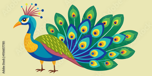 illustration of a peacock bird. peacock with feathers