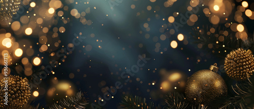 Festive holiday illumination and decoration concept - christmas garland bokeh lights over dark blue background
