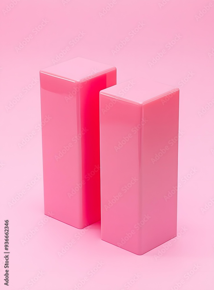 Two Pink Blocks On A Pink Background Two Pink Blocks On A Pink Background