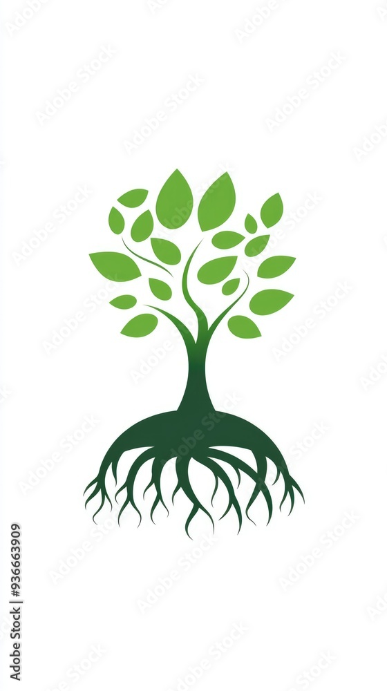 Obraz premium Microgreens logo sprouting from soil, designed in minimalistic graphic style on white background, symbolizing healthy eating, growth and nature.