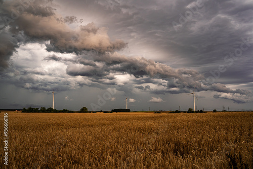 burza, na , wsi, wiatraki