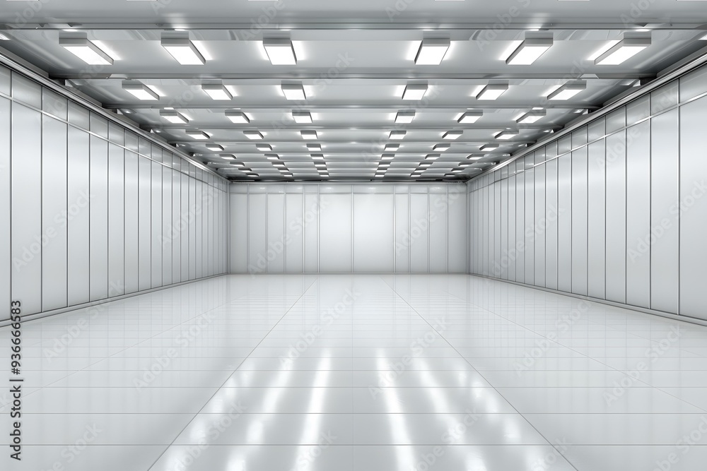 Empty Modern White Room With Ceiling Lights Empty Modern White Room With Ceiling Lights
