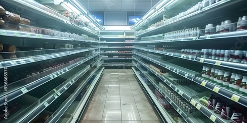 Empty Grocery Store Shelves with Products Blurred