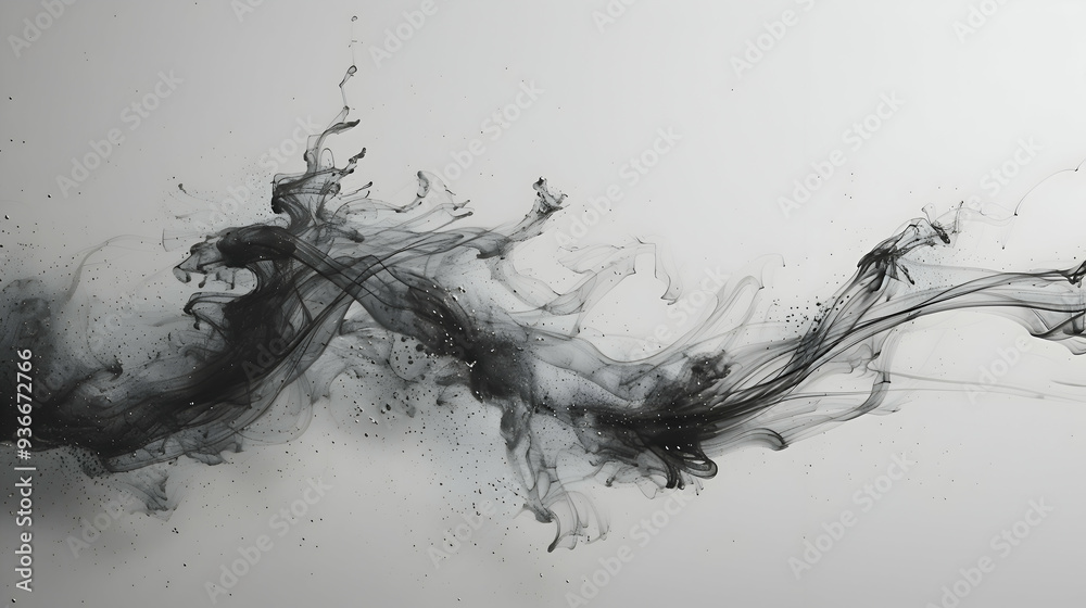 A single droplet of ink in water, spreading out and creating abstract patterns. A single droplet of ink in water, spreading out and creating abstract patterns.