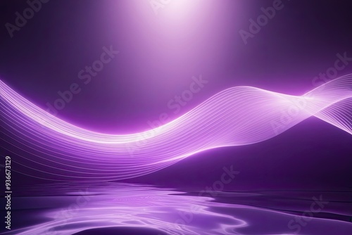 Ethereal Purple 3D Background with Abstract Light Wave Design