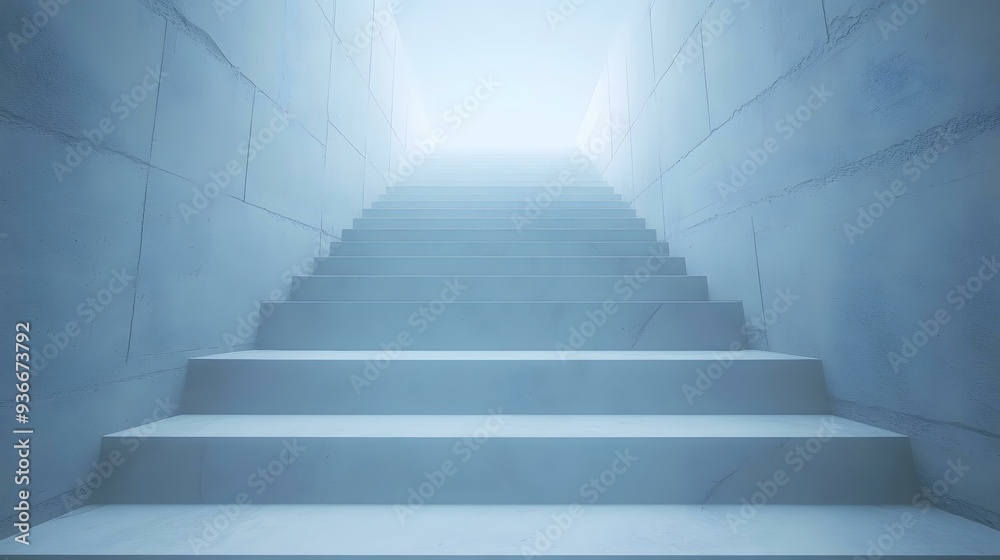 White Concrete Staircase Leading To Light White Concrete Staircase Leading To Light