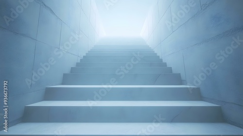 White Concrete Staircase Leading To Light