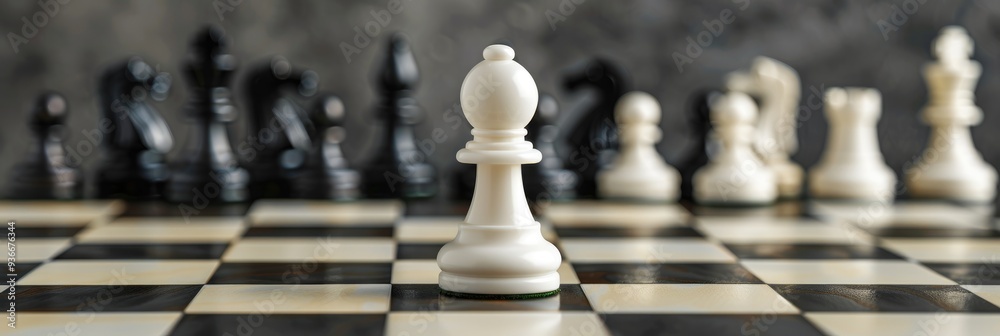 White pawn confronting all black pieces on the chessboard White pawn confronting all black pieces on the chessboard