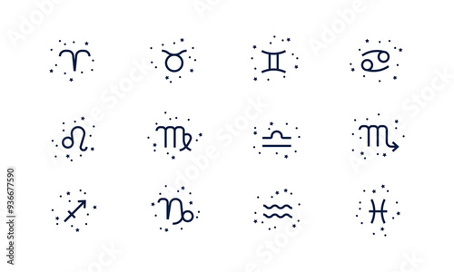 Zodiac signs. Horoscop icons. Vector illustration