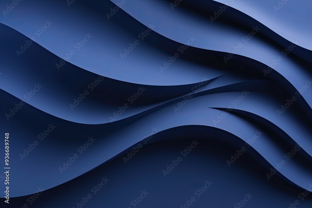 Obraz premium Contemporary 3D Indigo Abstract Background Featuring Fluid Light Waves