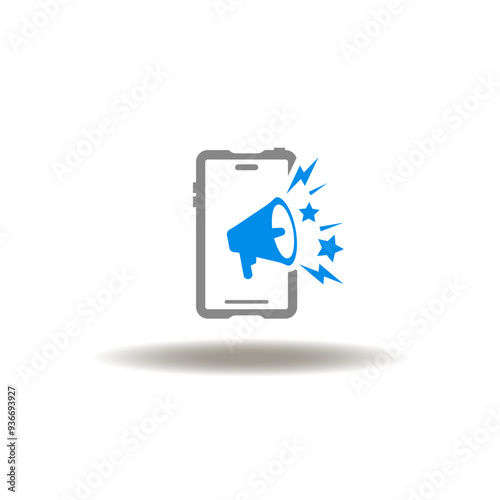 Vector illustration of smartphone with megaphone screaming. Symbol of refer a friend.