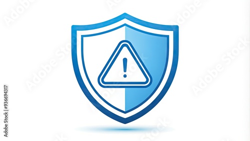 Free Download Simple blue icon with a stylized shield and warning symbol inside, emphasizing online security and caution against cyber threats and data breaches. - GFXLoad