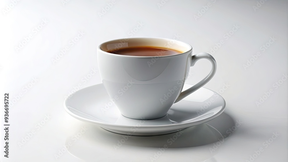 Sleek and modern, a solitary white coffee cup sits isolated on a crisp, empty white background, evoking a sense of simplicity and clarity. Sleek and modern, a solitary white coffee cup sits isolated on a crisp, empty white background, evoking a sense of simplicity and clarity.