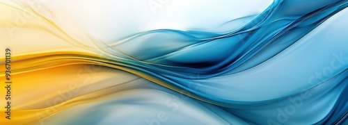 Abstract Blue and Yellow Swirling Waves photo