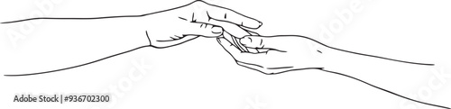 Black and white illustration of a couple holding hands