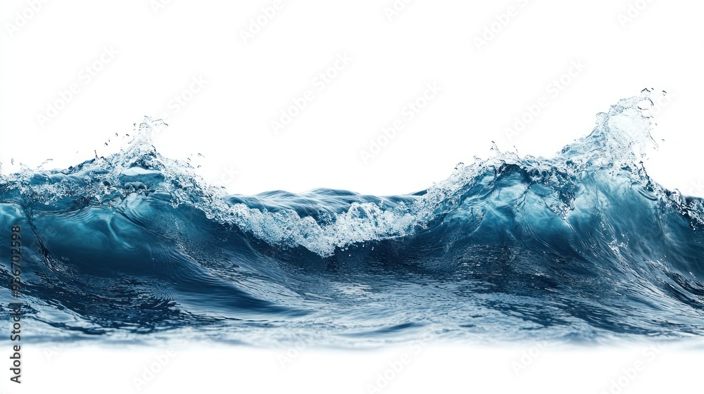 A Blue Water Wave with Splashes and Bubbles A Blue Water Wave with Splashes and Bubbles