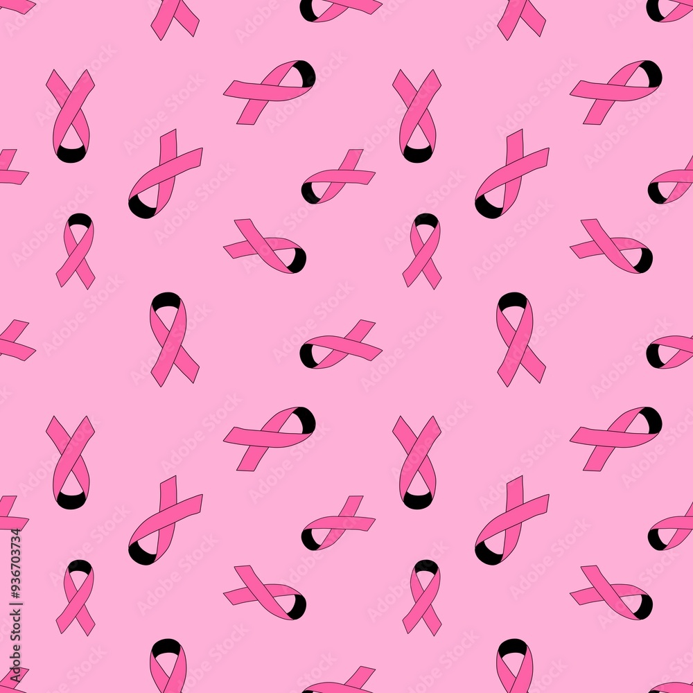 Breast cancer month seamless pink ribbon day mammogram pattern Breast cancer month seamless pink ribbon day mammogram pattern