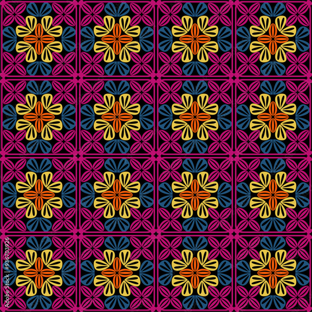 Pattern with crochet granny square wallpaper handmade decorative art design print Pattern with crochet granny square wallpaper handmade decorative art design print