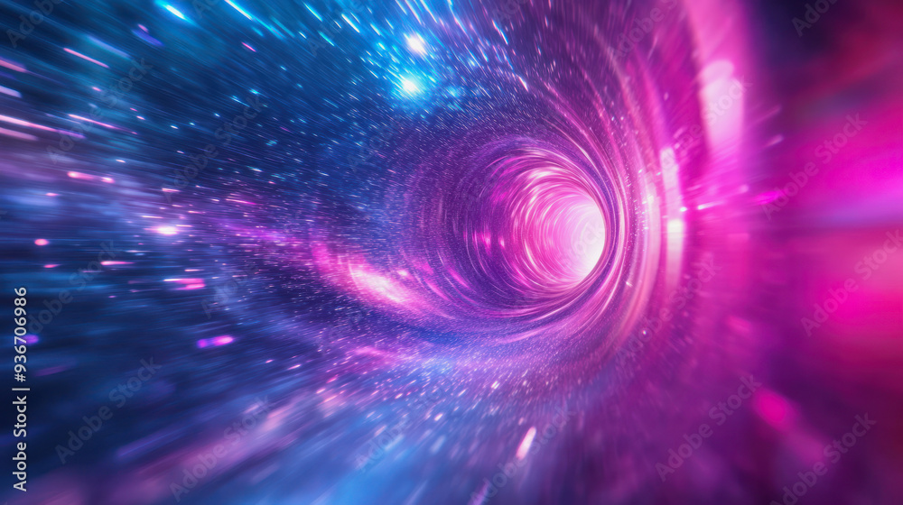 abstract illustration of a neon pink and blue vortex as a time tunnel abstract illustration of a neon pink and blue vortex as a time tunnel