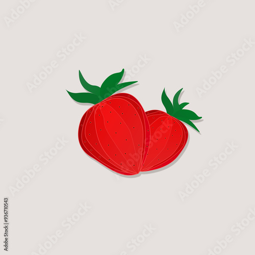 Strawberries illustration on the white background