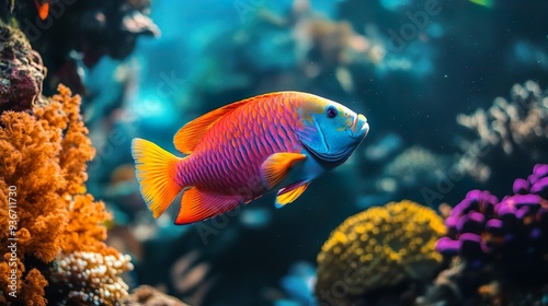 Lively parrotfish in vibrant coral reef perfect for capturing colorful underwater wildlife photography photo