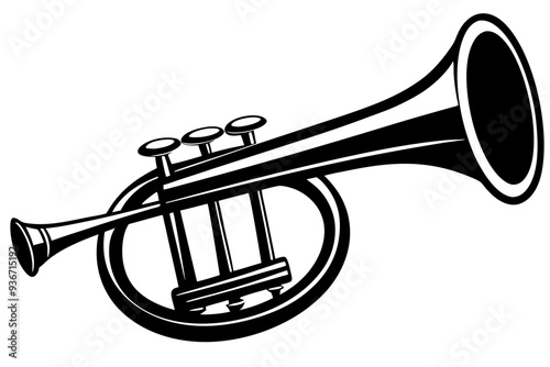 Vector Illustration of Trumpet - Printable Music Graphics Design 
