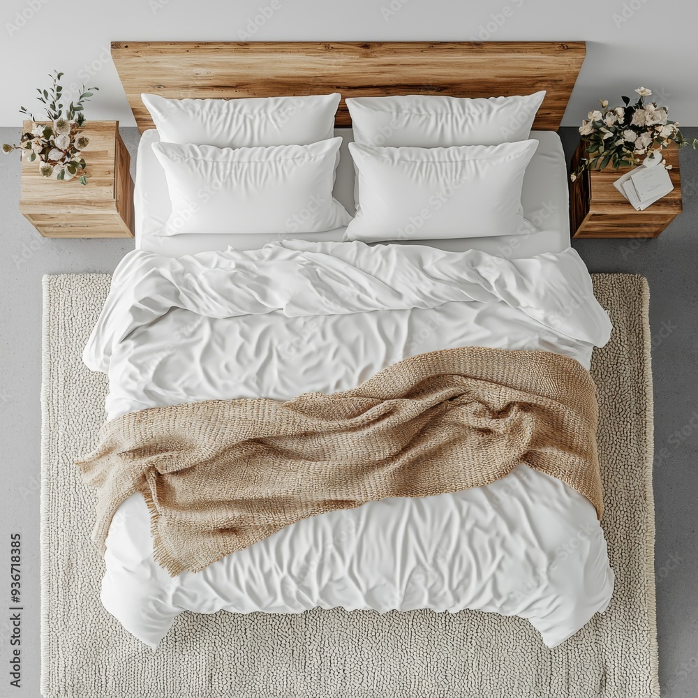 Classic bed with pillow and throw created with generated ai Classic bed with pillow and throw created with generated ai