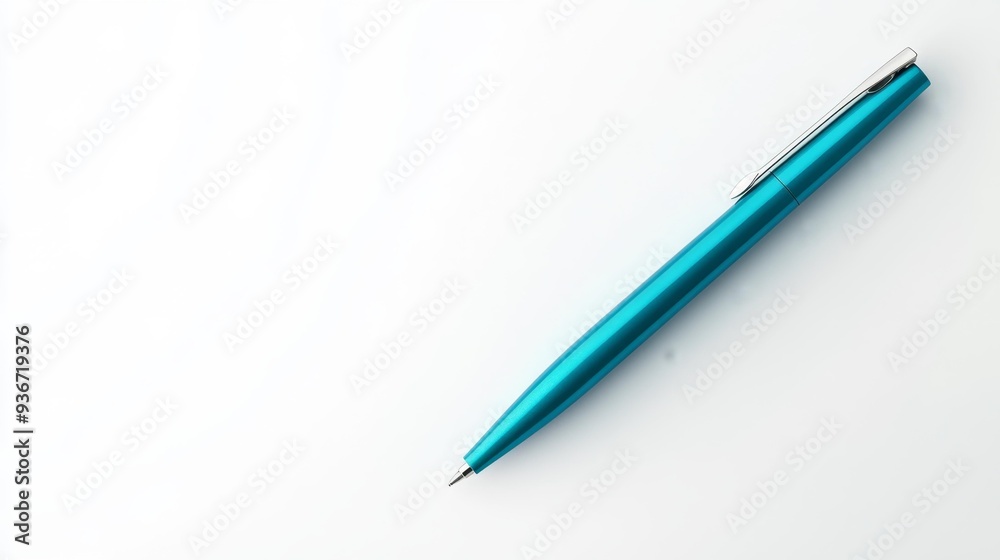 Blue Ballpoint Pen Isolated on White Background Generative AI Blue Ballpoint Pen Isolated on White Background Generative AI