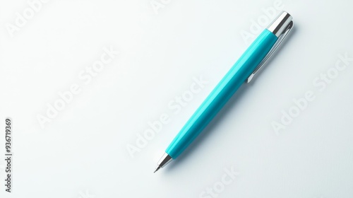 Minimalist Blue Pen on White Background Generative AI