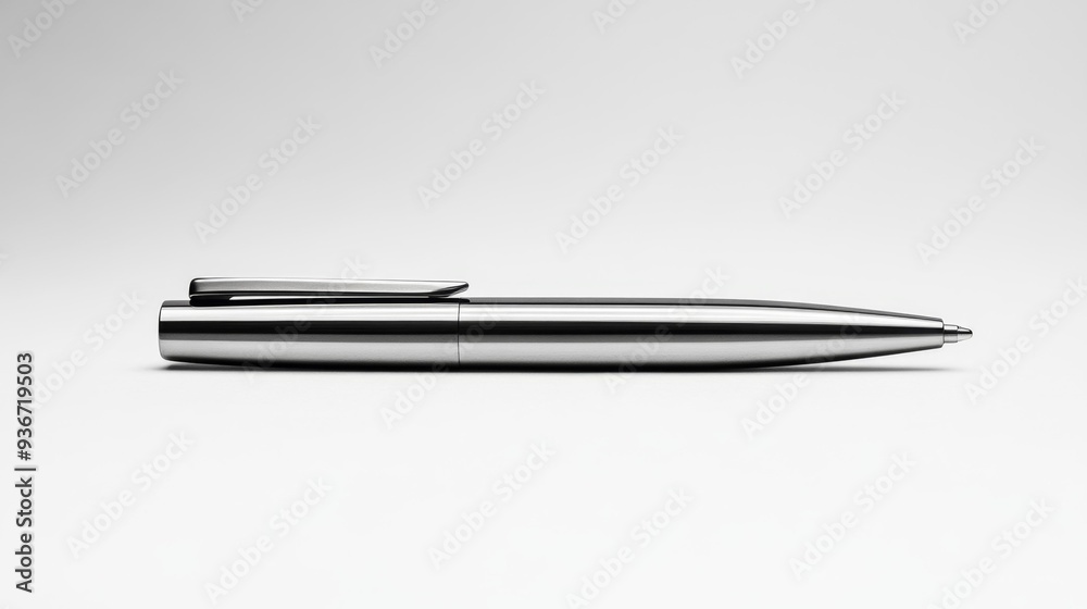 Sleek Metal Pen on White - Generative AI Sleek Metal Pen on White - Generative AI
