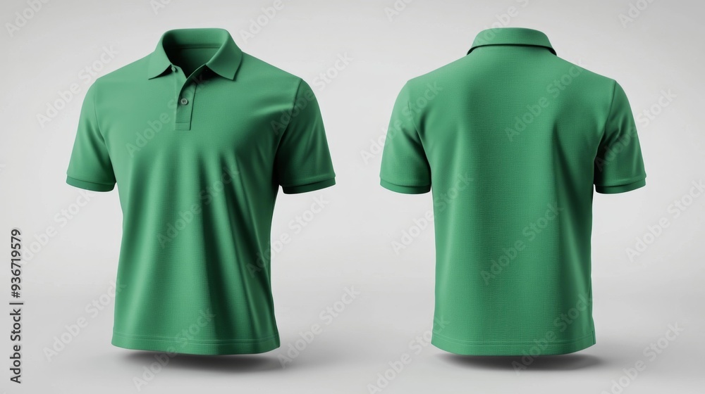 Green Polo Shirt Front and Back View Generative AI Green Polo Shirt Front and Back View Generative AI