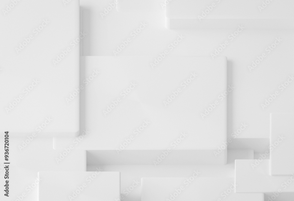 Abstract three-dimensional white solid top-view superposed cubes in fractal modern design for advertising Abstract three-dimensional white solid top-view superposed cubes in fractal modern design for advertising
