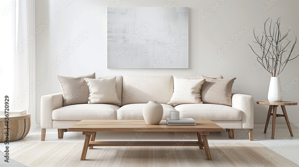 Fototapeta premium Modern Minimalist Living Room Interior Design