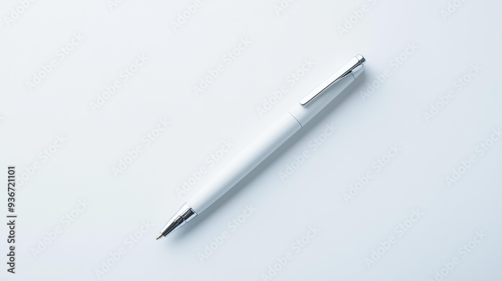 White Ballpoint Pen on Light Background Generative AI White Ballpoint Pen on Light Background Generative AI