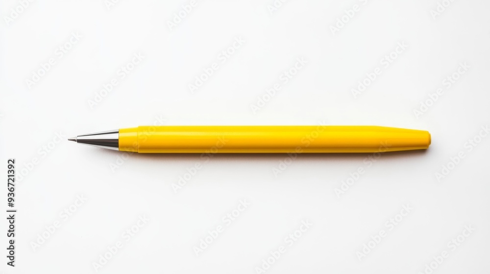 Yellow Pen on White Background Generative AI Yellow Pen on White Background Generative AI