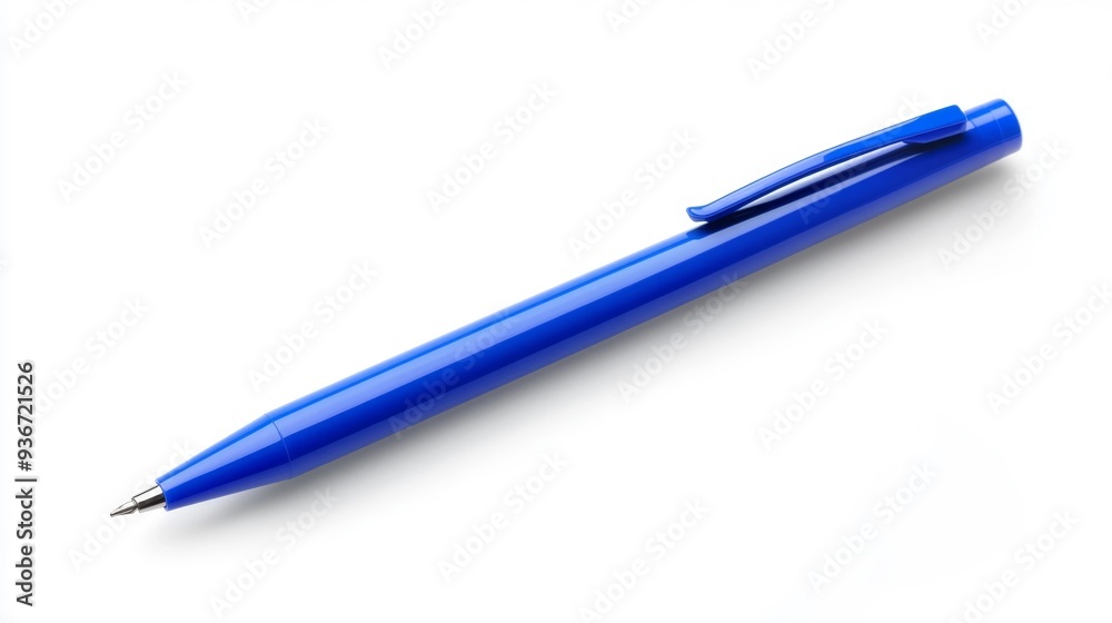 Blue Ballpoint Pen Isolated on White Background - Generative AI Blue Ballpoint Pen Isolated on White Background - Generative AI