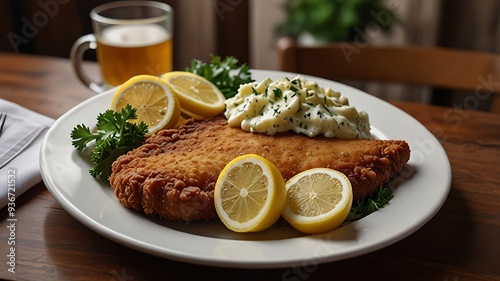 Crispy Fried Fish with Creamy Potato Salad and Lemon