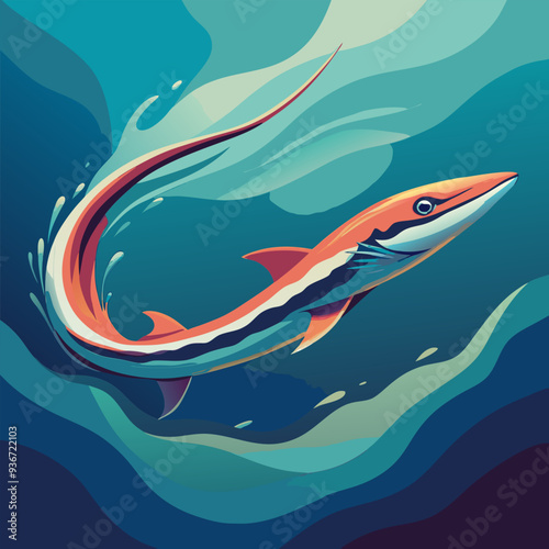 eel gliding vector the eel moves smoothly through the water with minimal body movement, often using