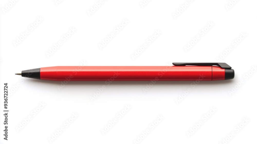 Sleek Red Pen on White Background Generative AI Sleek Red Pen on White Background Generative AI