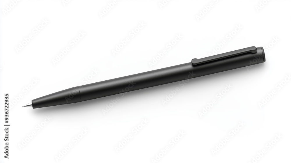 Black Minimalist Pen on White Background Generative AI Black Minimalist Pen on White Background Generative AI