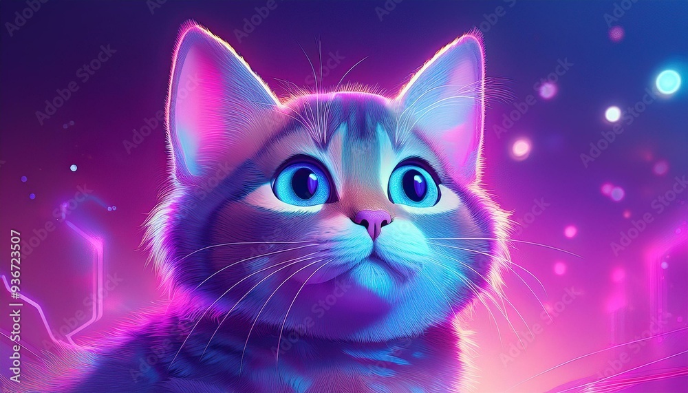Small cartoon cat banner with space for text Small cartoon cat banner with space for text