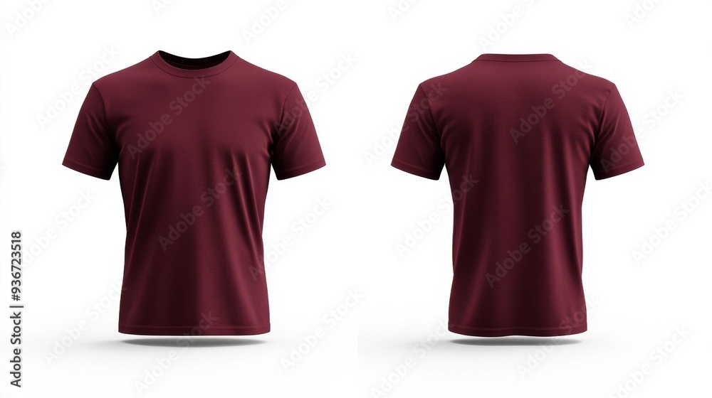 Plain Maroon T-shirt Front and Back View - Generative AI Plain Maroon T-shirt Front and Back View - Generative AI