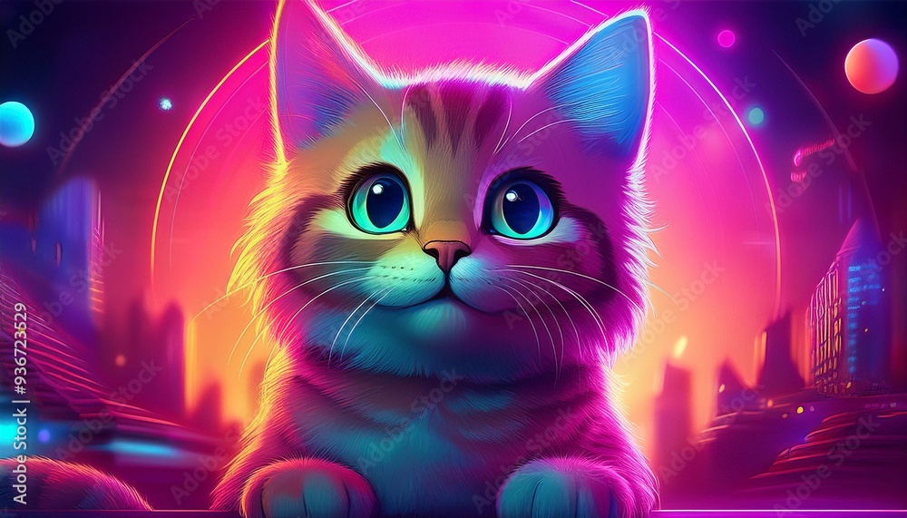 Small cartoon cat banner with space for text Small cartoon cat banner with space for text