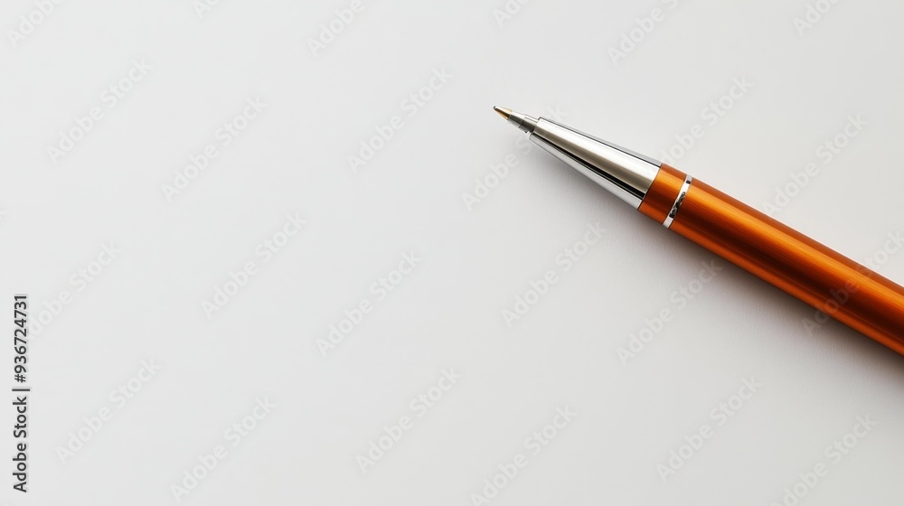 Orange Ballpoint Pen with Chrome Accents Generative AI Orange Ballpoint Pen with Chrome Accents Generative AI