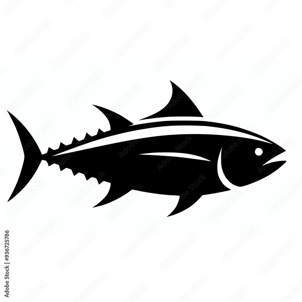 Fototapeta premium Silhouette Tuna Fish Illustration: Marine Life, Ocean Ecosystem & Sustainable Seafood